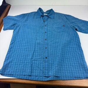 Marmot Mens XL Blue Plaid Short Sleeve Button Down Collared Shirt Sport Hiking
